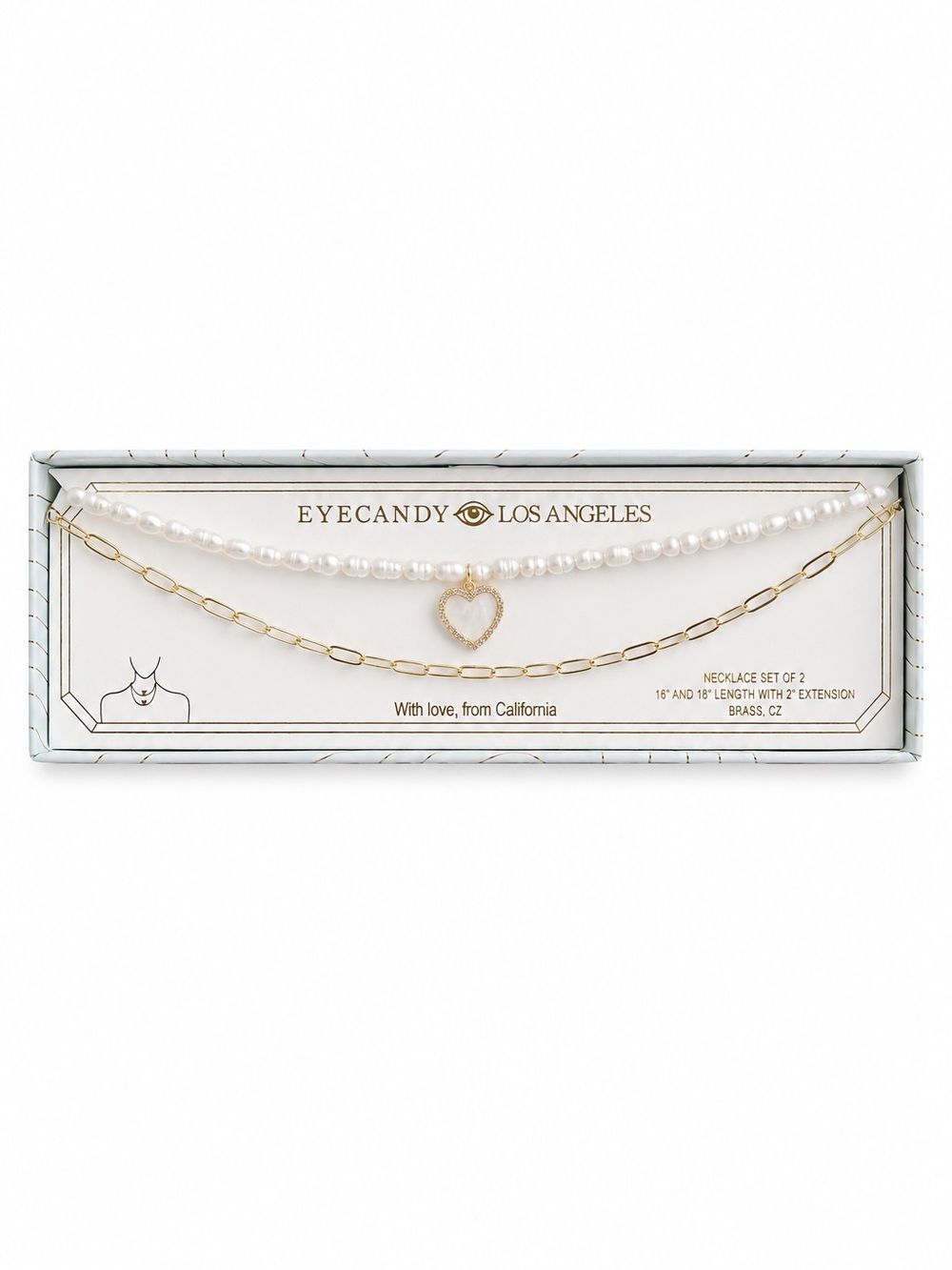 Eye Candy Layered Pearl Heart Necklace Set Coquette Quiet Luxury Balletcore